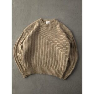 Vintage 80s Arrow Brigade Beige Shetland Wool Blend Crewneck Sweater L
